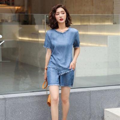 BỘ JEAN DENIM ĐÙI PHỐI LAI TUA RUA - NJ973